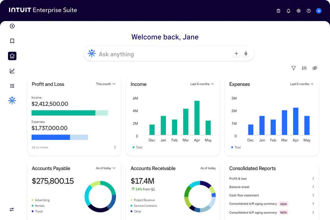Intuit Enterprise Suite website preview