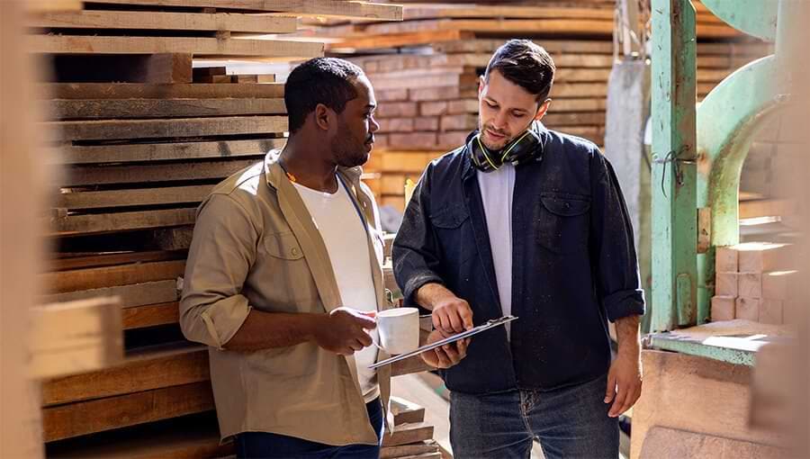A team discussing material costs.